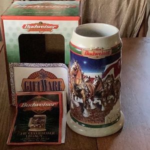 1998 Budweiser Grant’s Farm Holiday by Rip Karstaris handcrafted in Brazil stein